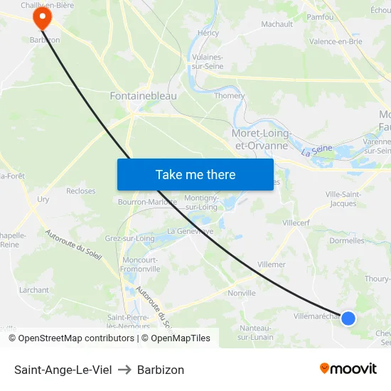 Saint-Ange-Le-Viel to Barbizon map