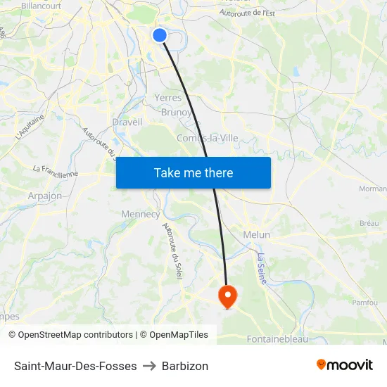 Saint-Maur-Des-Fosses to Barbizon map