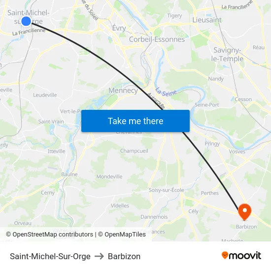 Saint-Michel-Sur-Orge to Barbizon map