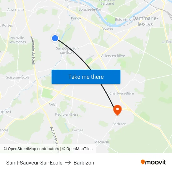 Saint-Sauveur-Sur-Ecole to Barbizon map