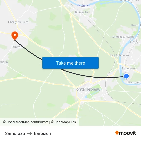 Samoreau to Barbizon map
