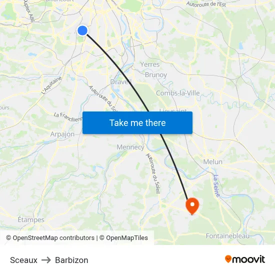Sceaux to Barbizon map