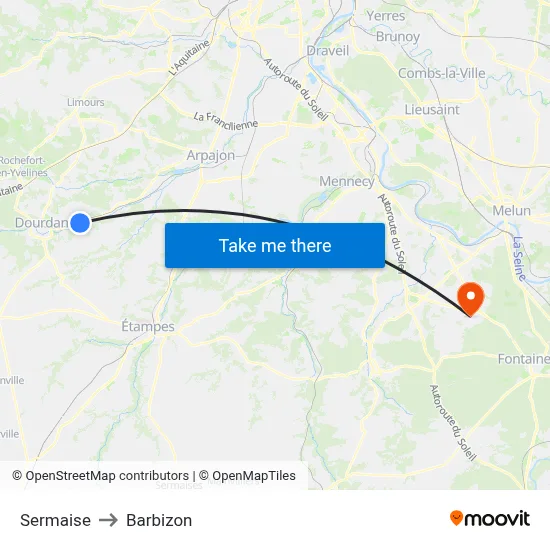 Sermaise to Barbizon map