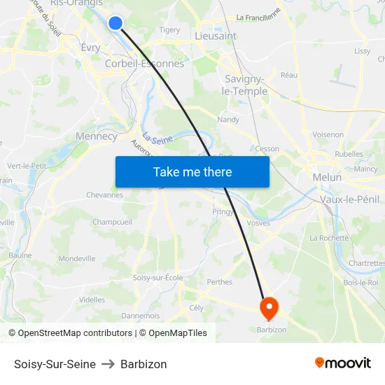 Soisy-Sur-Seine to Barbizon map