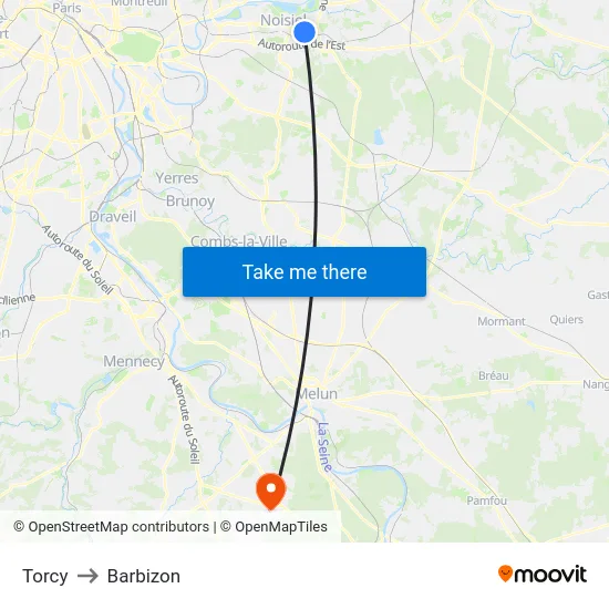 Torcy to Barbizon map