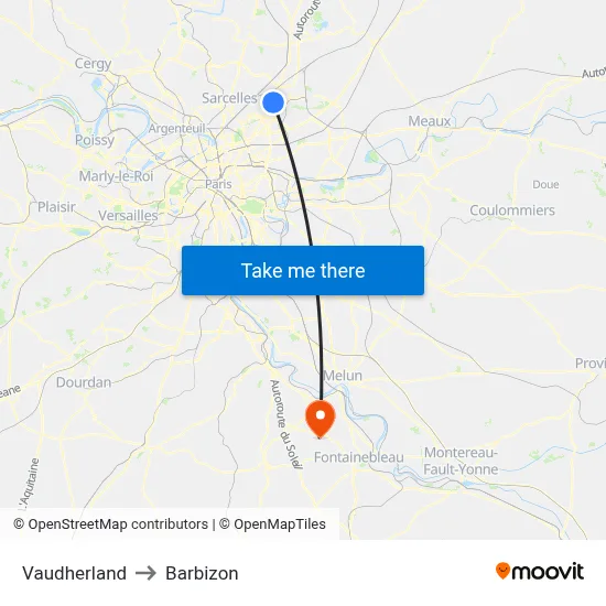 Vaudherland to Barbizon map