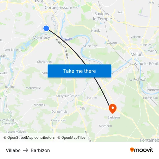 Villabe to Barbizon map