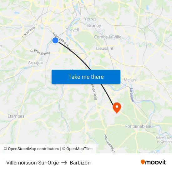 Villemoisson-Sur-Orge to Barbizon map