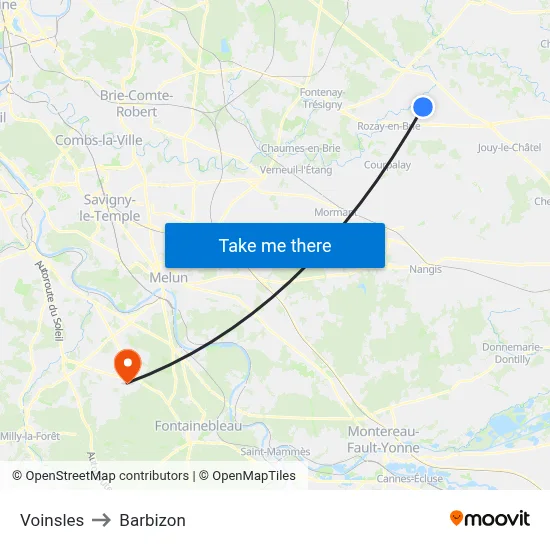 Voinsles to Barbizon map