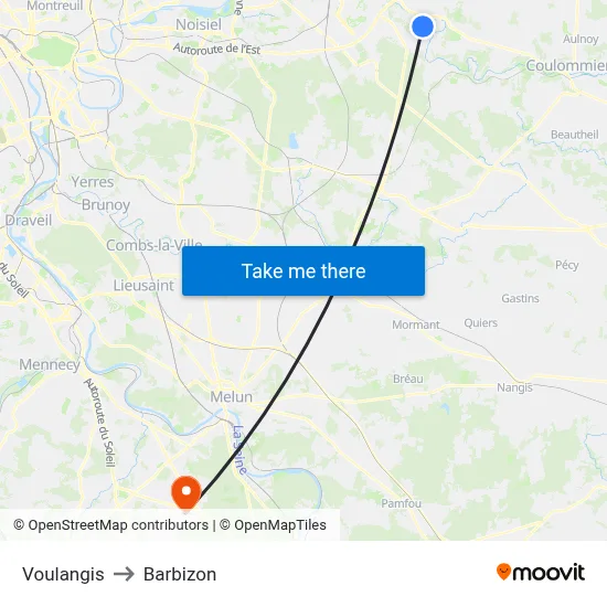 Voulangis to Barbizon map