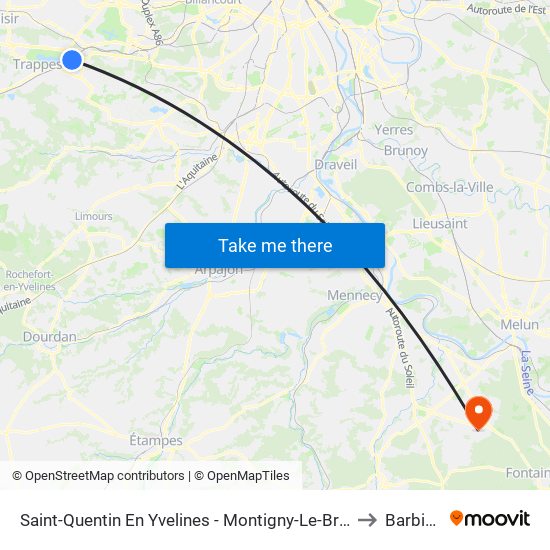 Saint-Quentin En Yvelines - Montigny-Le-Bretonneux to Barbizon map
