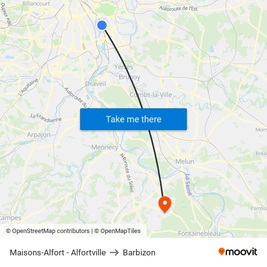 Maisons-Alfort - Alfortville to Barbizon map