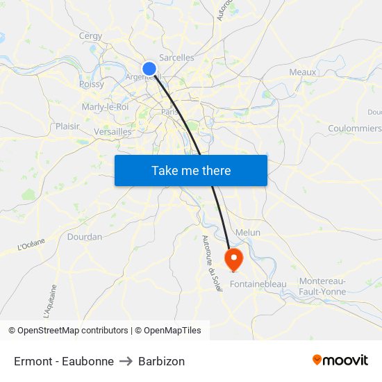 Ermont - Eaubonne to Barbizon map