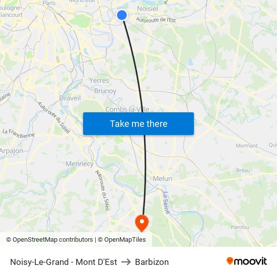 Noisy-Le-Grand - Mont D'Est to Barbizon map