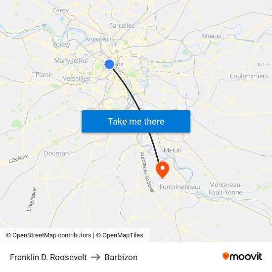 Franklin D. Roosevelt to Barbizon map