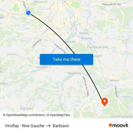 Viroflay - Rive Gauche to Barbizon map