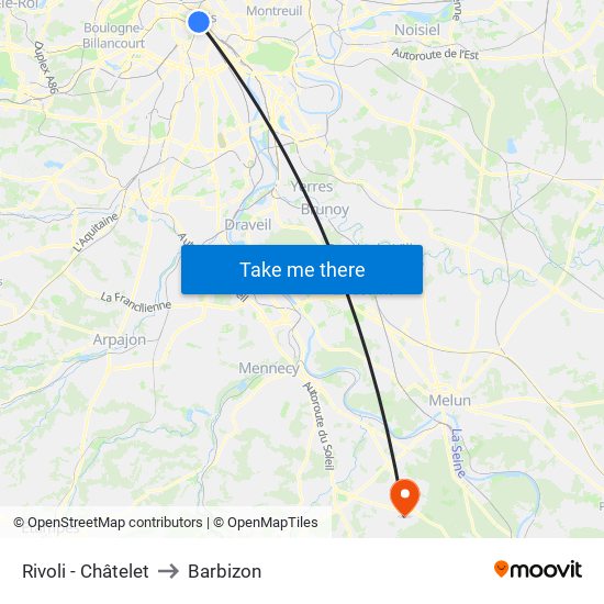 Rivoli - Châtelet to Barbizon map