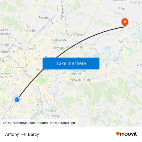 Antony to Barcy map