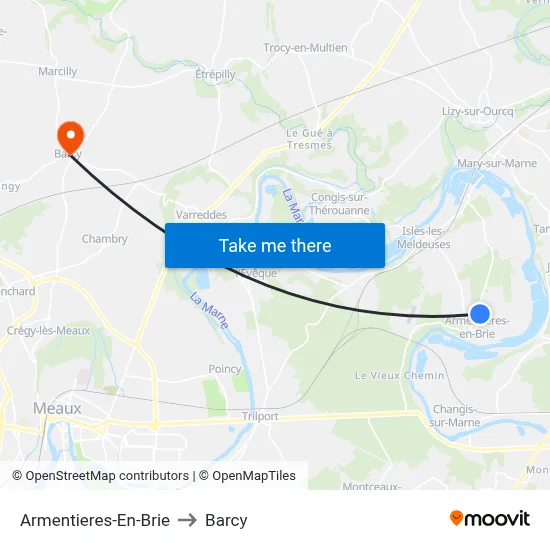 Armentieres-En-Brie to Barcy map