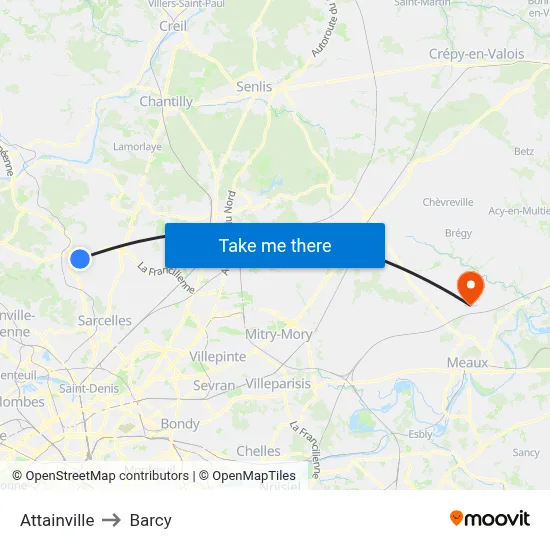 Attainville to Barcy map