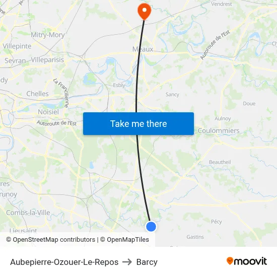 Aubepierre-Ozouer-Le-Repos to Barcy map