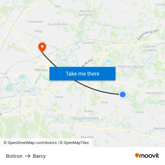 Boitron to Barcy map