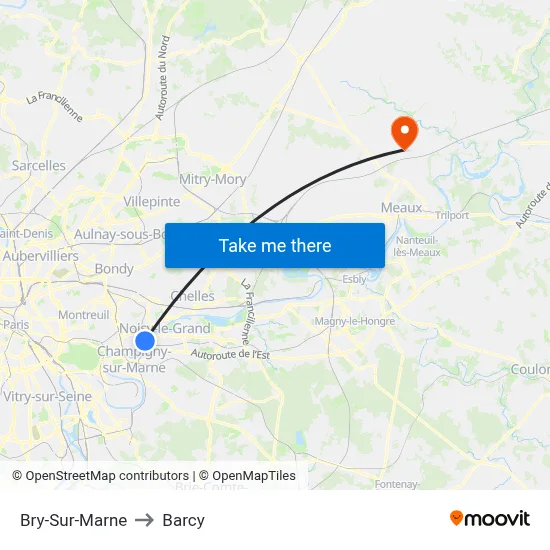 Bry-Sur-Marne to Barcy map