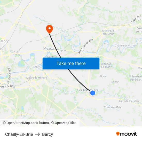 Chailly-En-Brie to Barcy map