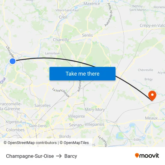 Champagne-Sur-Oise to Barcy map