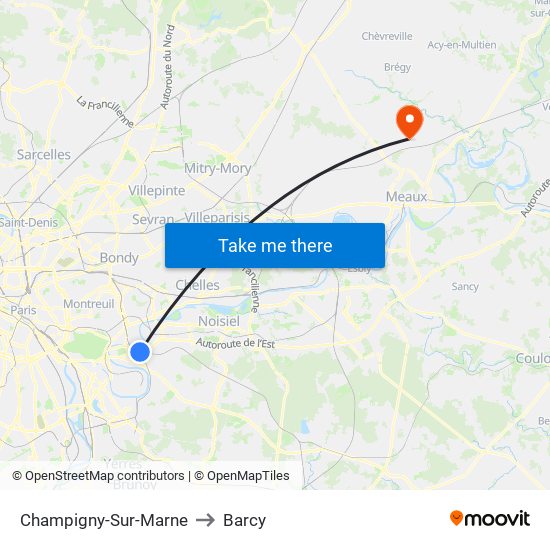 Champigny-Sur-Marne to Barcy map