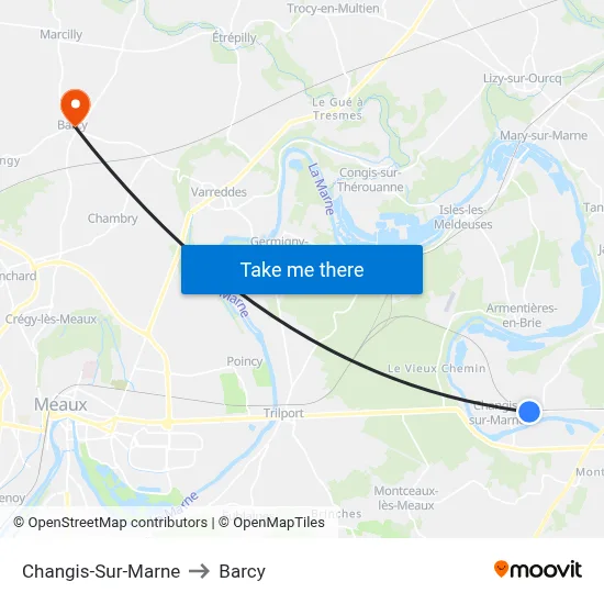 Changis-Sur-Marne to Barcy map