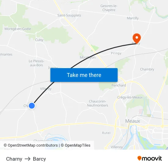 Charny to Barcy map