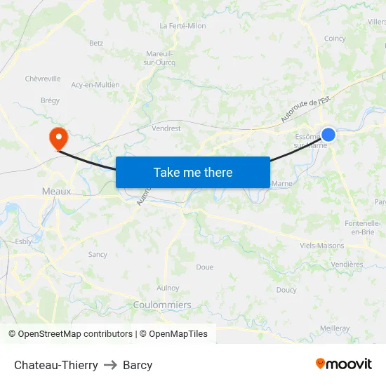 Chateau-Thierry to Barcy map