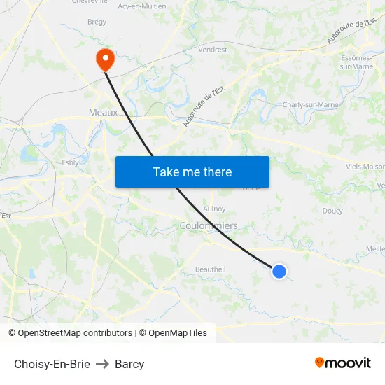 Choisy-En-Brie to Barcy map