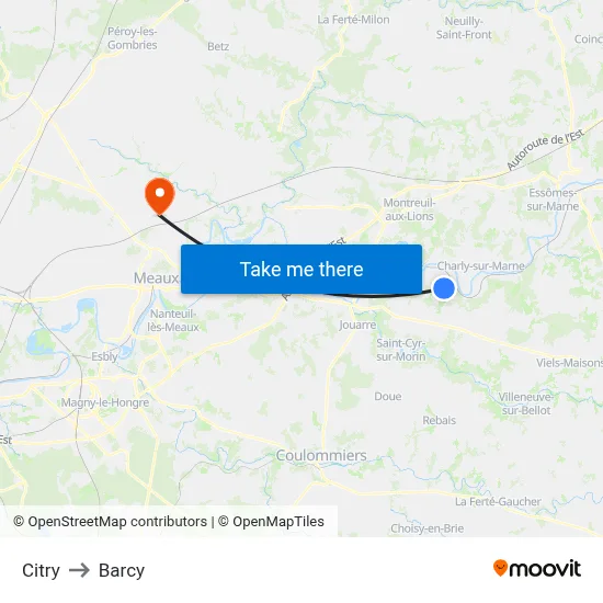 Citry to Barcy map