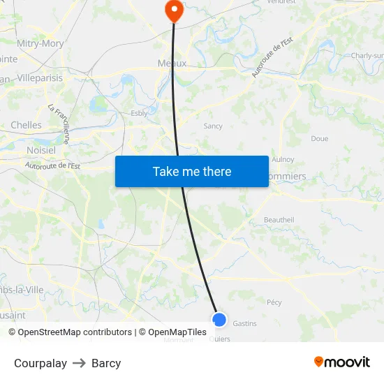 Courpalay to Barcy map