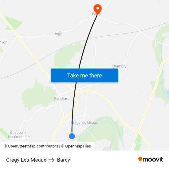 Cregy-Les-Meaux to Barcy map