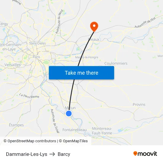 Dammarie-Les-Lys to Barcy map