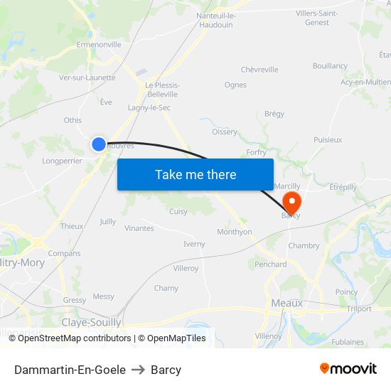 Dammartin-En-Goele to Barcy map