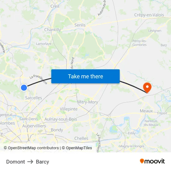 Domont to Barcy map