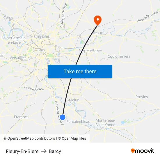 Fleury-En-Biere to Barcy map