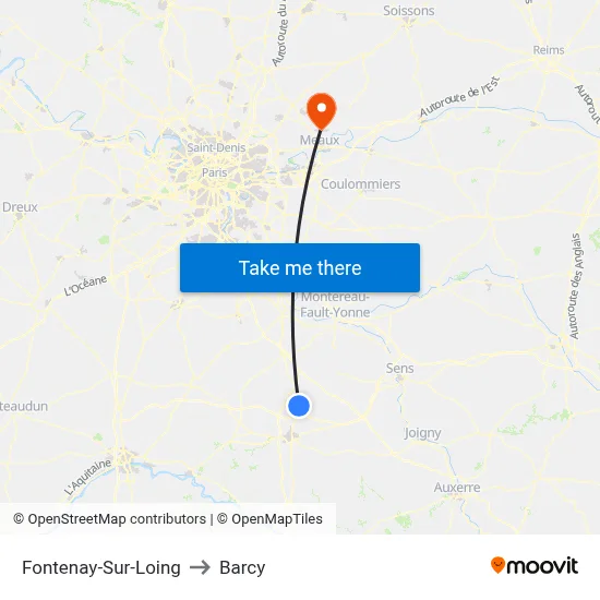 Fontenay-Sur-Loing to Barcy map