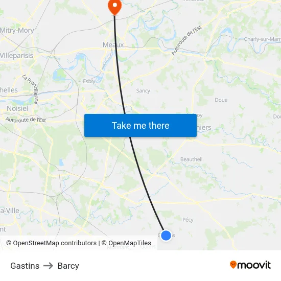 Gastins to Barcy map