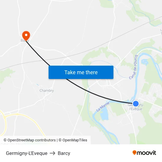 Germigny-L'Eveque to Barcy map