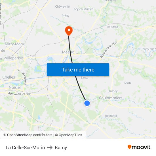 La Celle-Sur-Morin to Barcy map