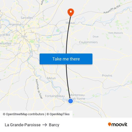 La Grande-Paroisse to Barcy map