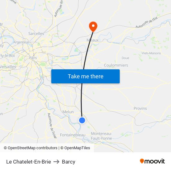 Le Chatelet-En-Brie to Barcy map