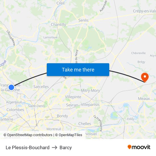 Le Plessis-Bouchard to Barcy map