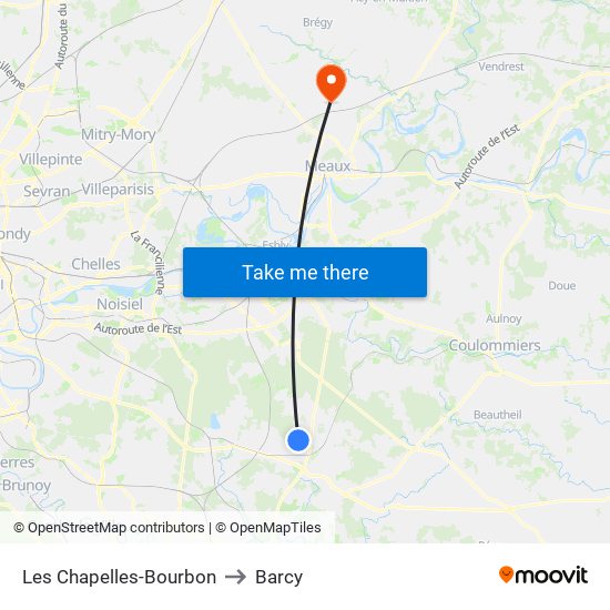 Les Chapelles-Bourbon to Barcy map