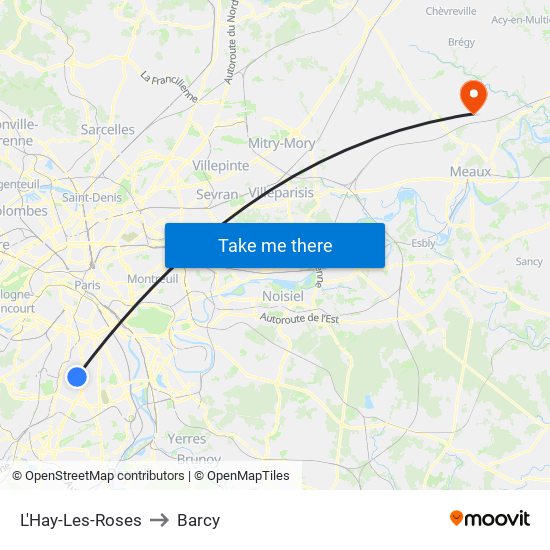 L'Hay-Les-Roses to Barcy map